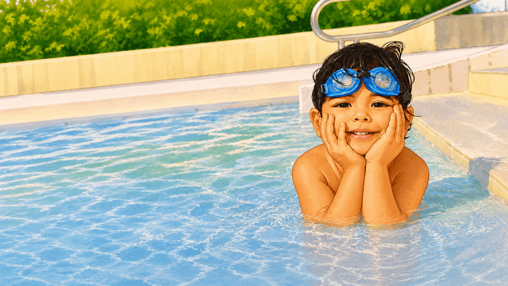 Kind beim Schwimmenlernen, Schwimmschule Aquanina